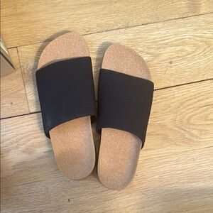 Handcrafted Black Slide Cork Sandals - Mullens by Message